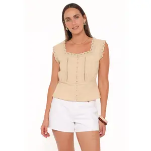 Luke Button Top - Khaki