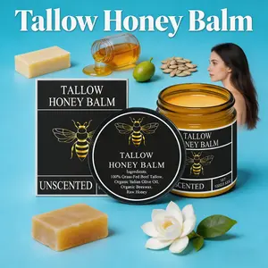 Tallow Honey Balm - Grass-Fed Tallow, Honey Extract & Olive Deep Hydrating, Deep Moisturizing Nourishing Soothing Barrier Repair Balm Body Moisturizer for All Skin Types, Body Care