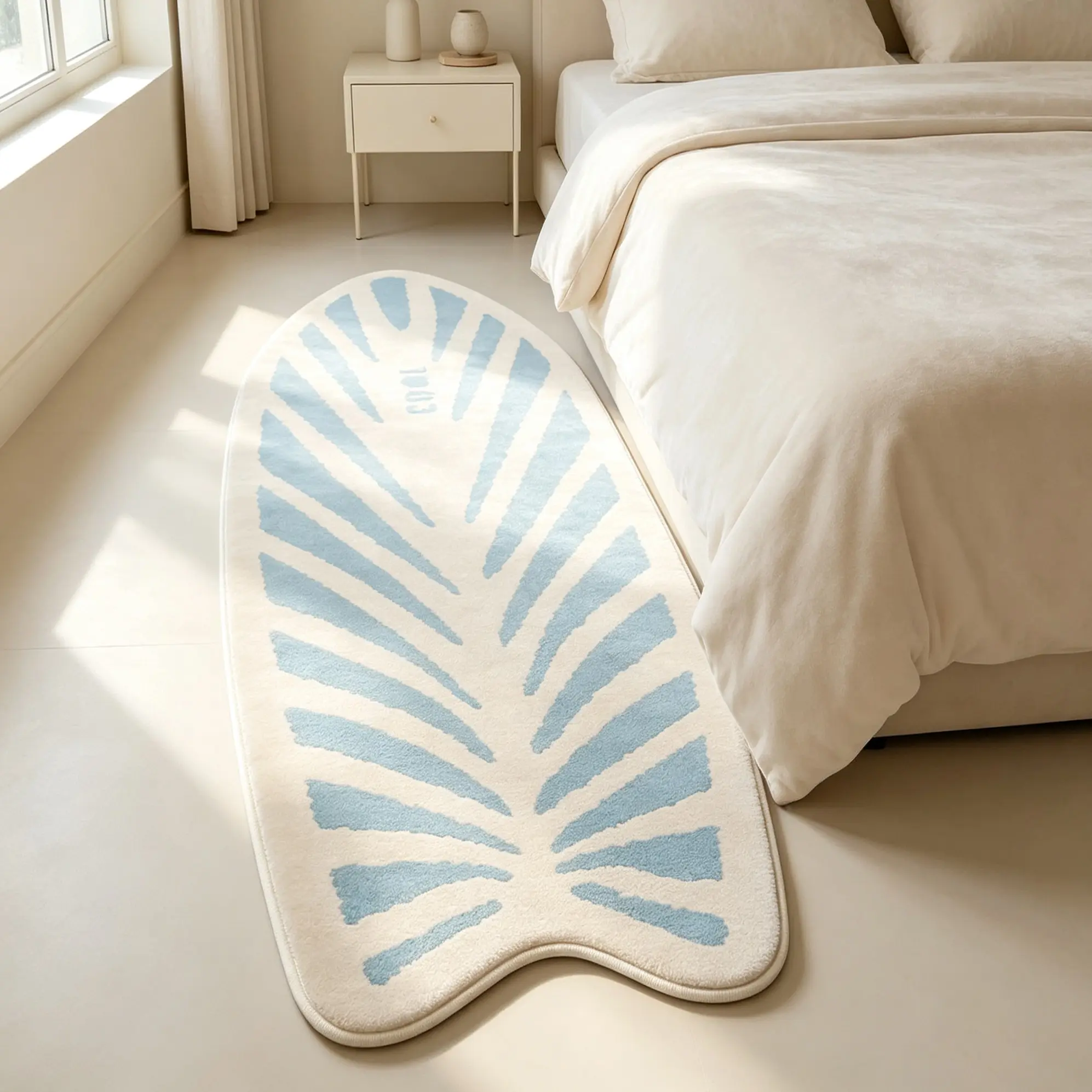 Fresh Sea Salt Tone Surfboard Rug, Polyester Fiber Rug, Soft Comfortable Mat, Decorative Mats, Cozy Floor Mat, Hand Wash Only, Ideal for Bedroom, Living Room, Bathroom, Kitchen, Hallway Decor, Casual Rug