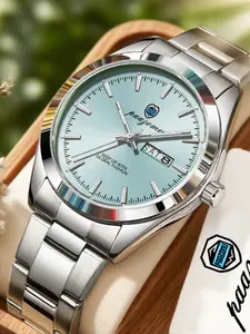 Men's Quartz Watch, Stainless Steel Waterproof Design, Luminous & Chronograph Features, Multifunctional Watch, Ideal for Daily Wear, Stylish Timepiece, Waterproof Wristwatch