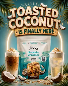 Javvy Toasted Coconut Protein Coffee Creamer - Grass Fed Pasture Raised Collagen - Hair, Skin & Nail Support, Energy-Boosting MCTs, Keto Friendly, Lactose Free & Gluten Free, No Added Sugar, 11g of Protein