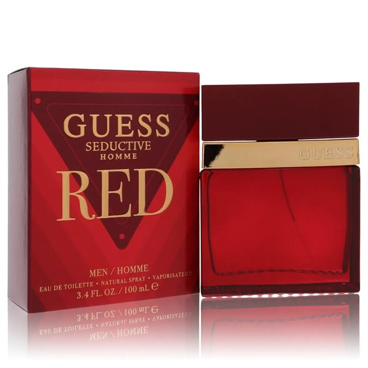 GUESS Seductive Homme Red Eau De Toilette for Men, Glamorous Cologne Fragrance Spray, 3.4 fl oz / 100 ml, Signature Scent, Fragrances, Spray Bottle, 3.4 Oz