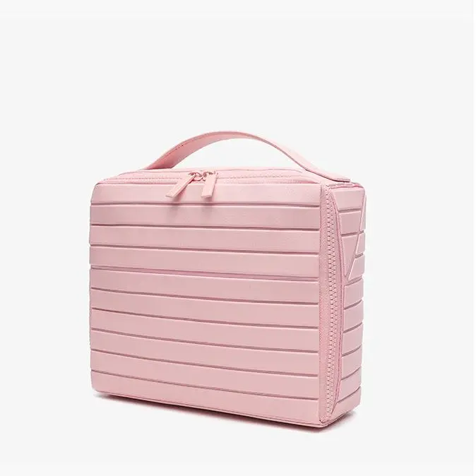 Women’s Striped Handheld Cosmetic Travel Bag - Spacious, Water-Resistant Beauty Storage Pouch for Travel, Cosmetic Travel Bags