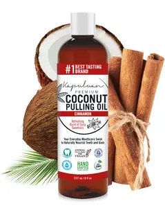 Kapuluan Coconut Pulling Oil Cinnamon Flavor 8oz - Natural Oral Cleansing Antibacterial Mouthwash