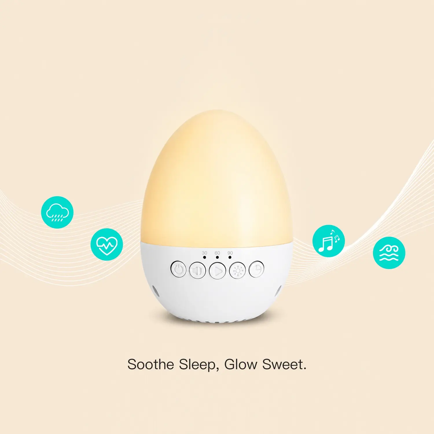 Portable Baby Sleep Soother White Noise Sound Machine with Night Light, Egg Night Light, Timer, 30 Lullaby Songs, Adjustable Volume, Newborn Sleeping Aid, Easter Gift