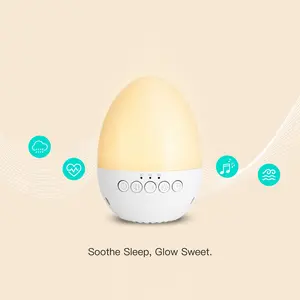 Portable Baby Sleep Soother White Noise Sound Machine with Night Light, Egg Night Light, Timer, 30 Lullaby Songs, Adjustable Volume, Newborn Sleeping Aid, Easter Gift
