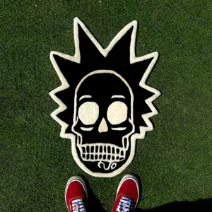 Creative Skull Boy Carpet, American Street Style Fashion Trend Modern Shaggy Rug, Soft Plush Comfortable Mat for Bedroom Bedside Doorway Leisure Areas