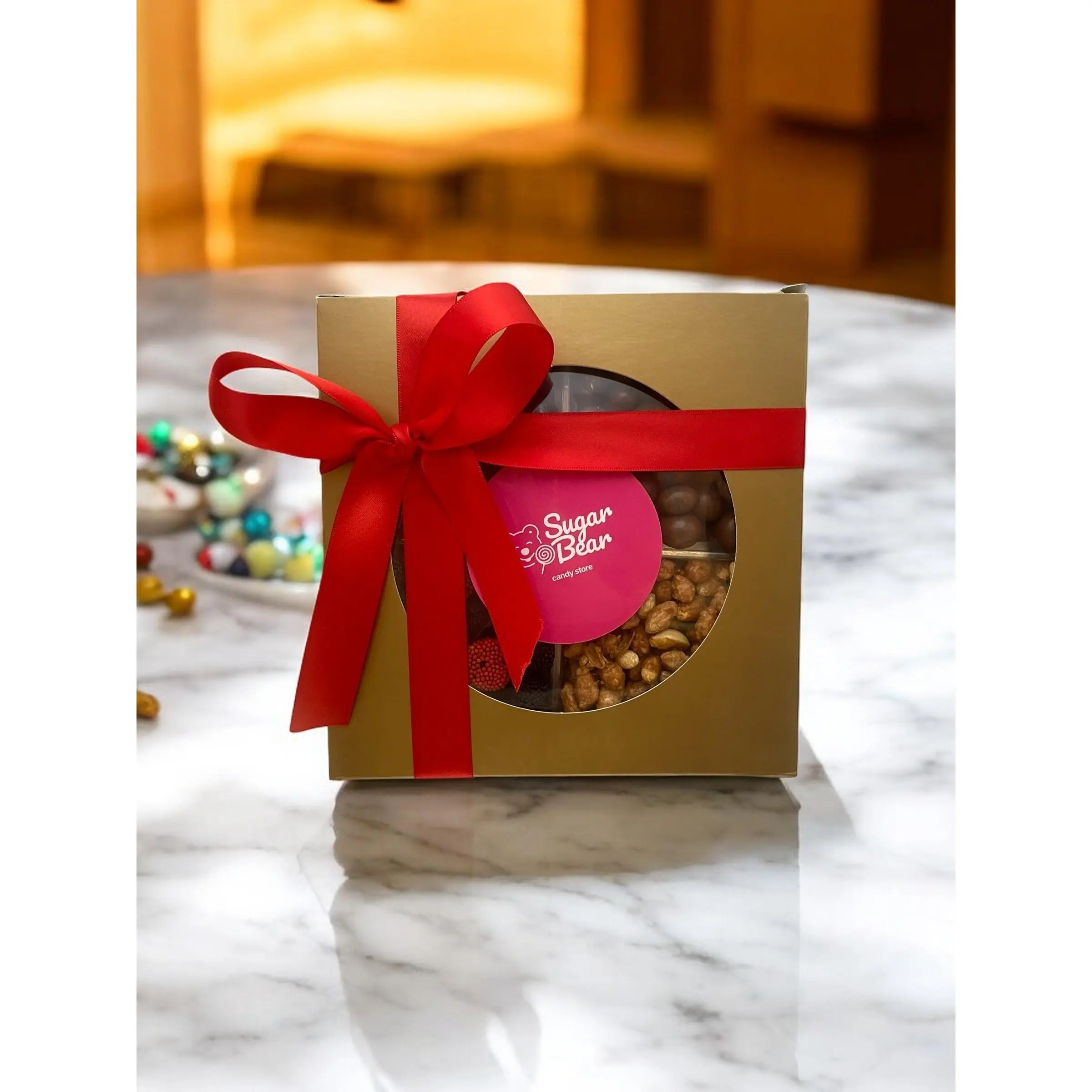 Gourmet Pecan & Cashew Boxed Tray Snack Gift Set - 1 Tray Holiday Gift with Sugar-Based Caramel, Milk Chocolate Candy Treats for All Ages