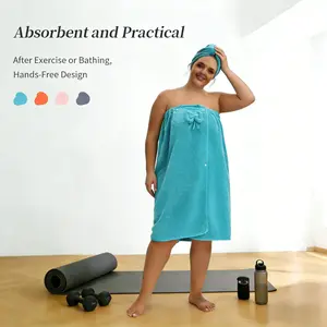 Bath Towel Set 80*160cm /80*210cm (2 sizes available), Large Bath Skirt & Princess Shower Cap, Adjustable & Wearable, Fits Sizes M-XXXXL, Ideal for Wearing After Workout or Bath, Easier for Skincare & Makeup, Suitable for Home Use, Travel, Sauna & Spa