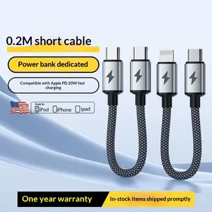 Kaxoe Black Portable Short Magnetic Cable For Power Bank Fast Charging