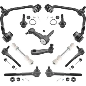12 count Set Front Suspension kit Upper Control Arms with Ball joints + Sway bars + Tie Rods + Idler Arm and Pitman Arm Compatible with Ford Expedition F-150 F-250 Lincoln Navigator
