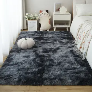 Fluffy Long Pile Rug Thickened Soft Skin-friendly Plush Bedside Carpet Modern Minimalist Home Decoration Non-slip Area Floor Mat Suitable for Bedroom Living Room Dormitory Room Decor