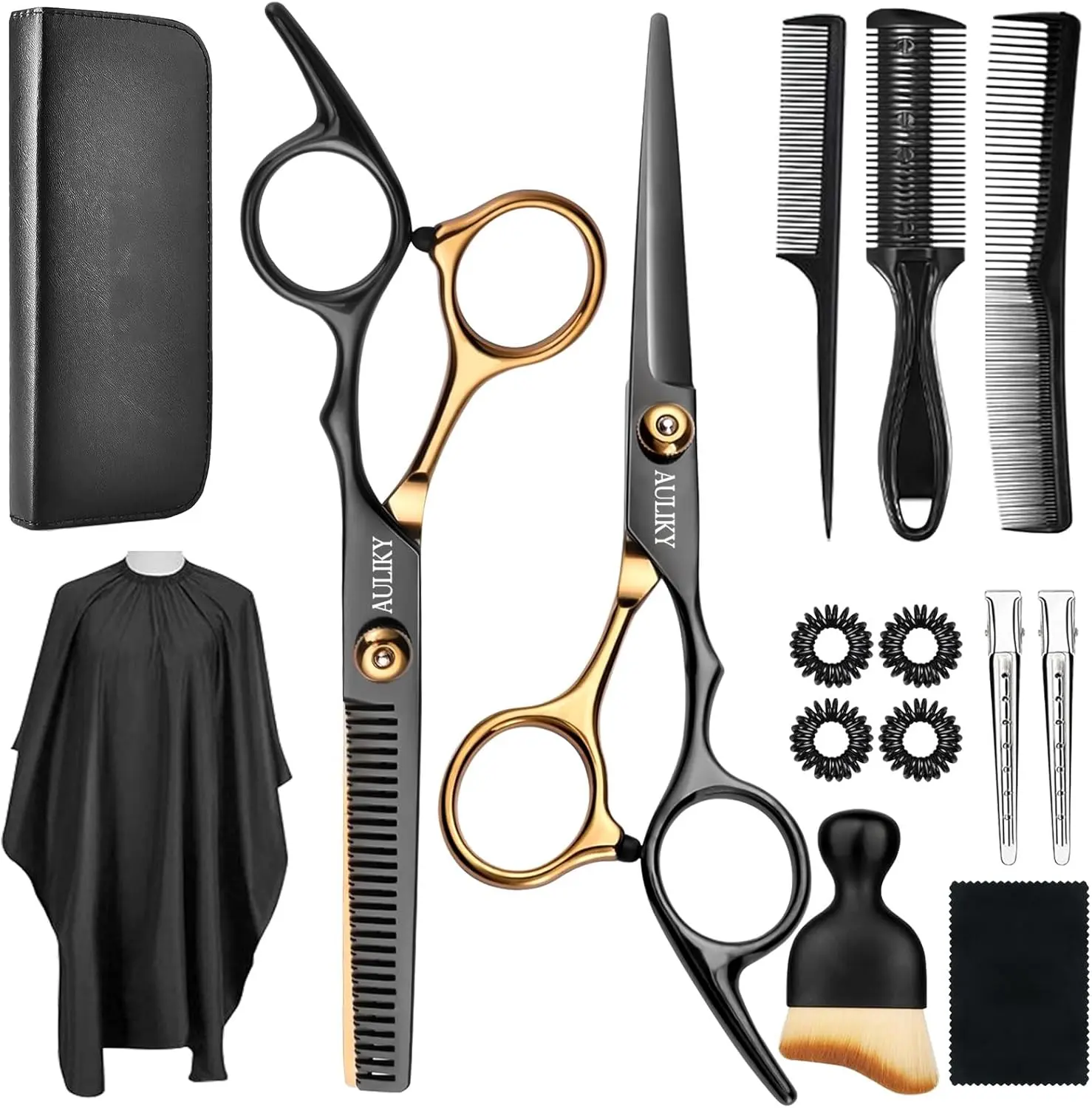 Best1998 Professional 15-Piece Hair Cutting Kit with Adjustable Stainless Steel Shears, Barber Equipment for Salon & Home Use