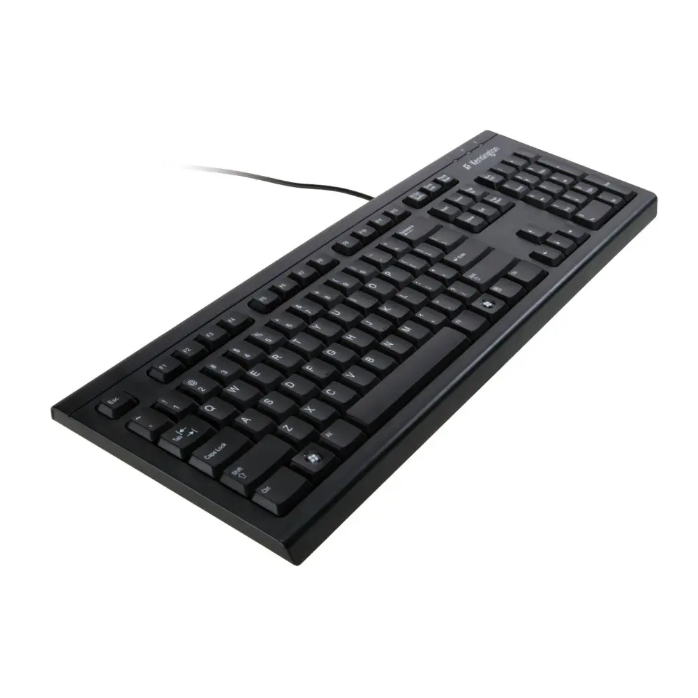 Kensington Slim Spill-Safe Spill-Proof Keyboard with Metal Back Plate, USB-A Keyboard, Black, Spill-Proof Keyboards, Usb-A Keyboards