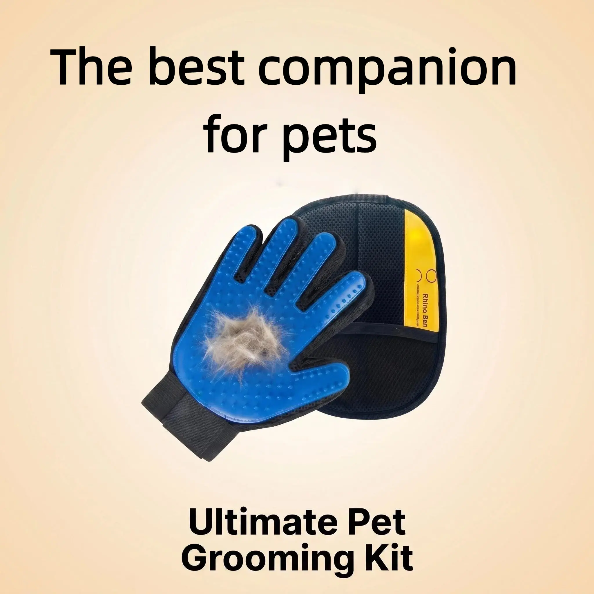 2-in-1 Pet Grooming Glove Set - Silicone Dual-Sided Bristles Deshedding Tool, Soft Silicone Nubs, No-Mess Auto Fur Collection, Gentle on Skin for Cats & Dogs Everyday Grooming