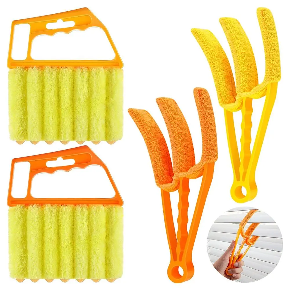 Window Venetian Blind Cleaning Duster, 4 Counts/set Handheld Portable Detachable Window Shutter Air Conditioner Cleaning Brush, Household Cleaning Tool for Home Kitchen Bathroom