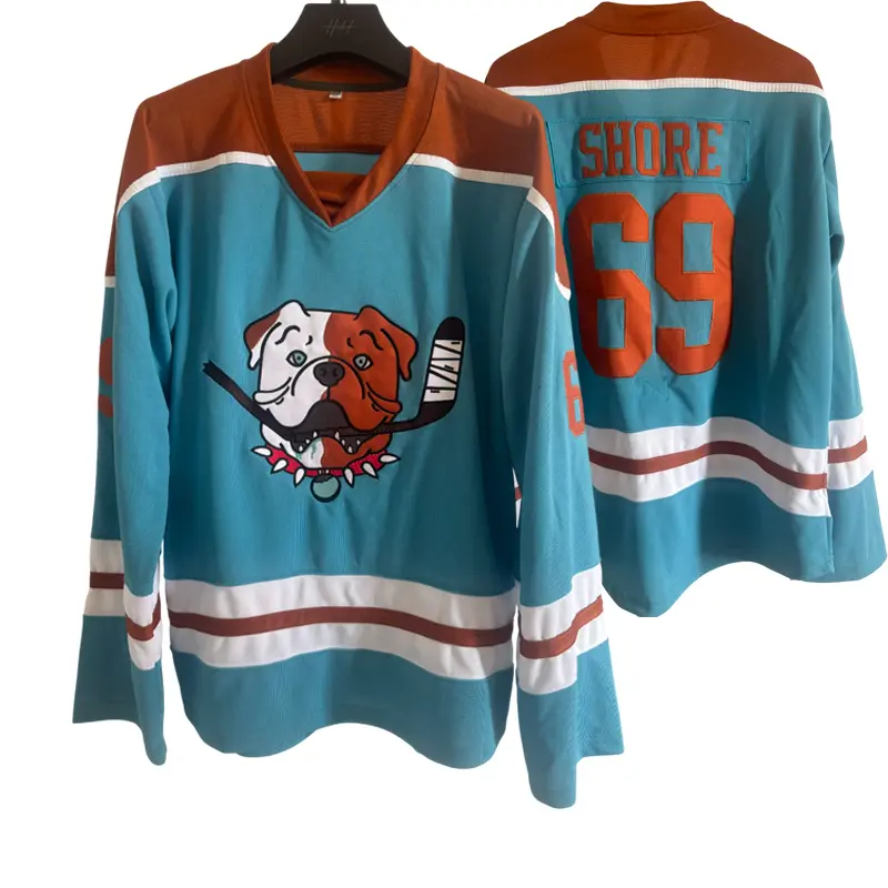 Men's Sudbury Bulldogs Shore 69 Series Blue Stitched Embroidery Athletic Style Long Sleeve Twill Ice Hockey Jersey, Classic Design, Sizes M-3XL, Male Game Day Wear
