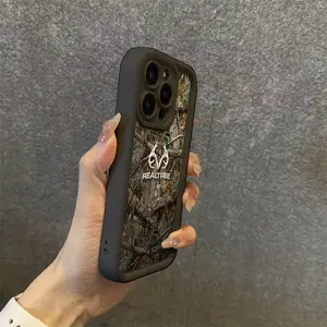 R-Realtree Real Tree Camo Phone Case Compatible with for iphone 17, 16E, 16, 15, 14, 13, 12, 11 Pro Max Mini Air XR XS X 7 8 Plus, Shockproof Soft TPU Back Cover - Black Sandstone - Real Tree XH729
