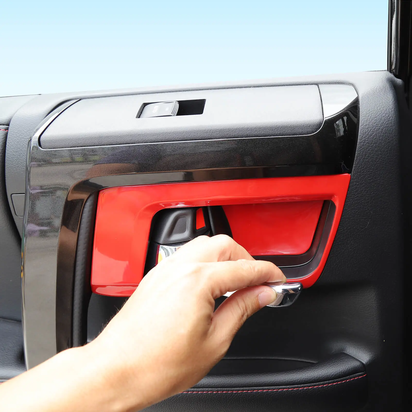 Carbon Fiber Red Inner Door Handle Bowl Cover Trim, Car Interior Accessories for 2010-2023 Toyota 4Runner, Car Decorations Sticker Kit Decal For Cars