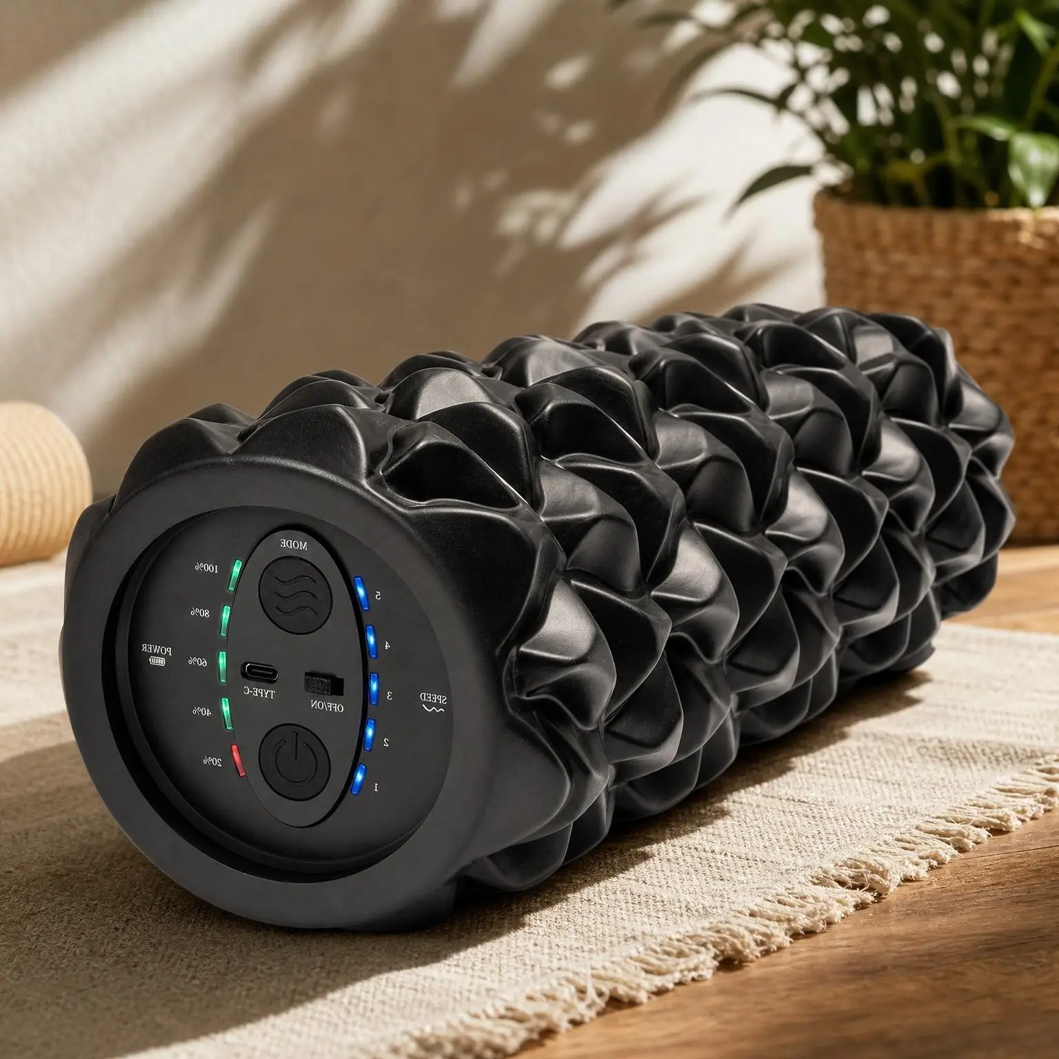 5-Speed Vibrating Foam Roller, Rechargeable High-Density Electric Massage Roller for Deep Tissue Muscle Recovery, Pain Relief, Physical Therapy, Back, Legs & Shoulders