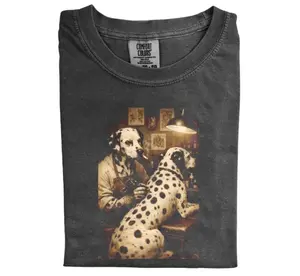 Tattooed Dalmatian Dog Graphic T-shirt, Cool Artistic Pet Lover Shirt, Funny Dog Lover Design, Dalmatian Dog Shirt, Gift for Dog Lovers, Crew Neck T-shirt, Trending Pet T-shirt