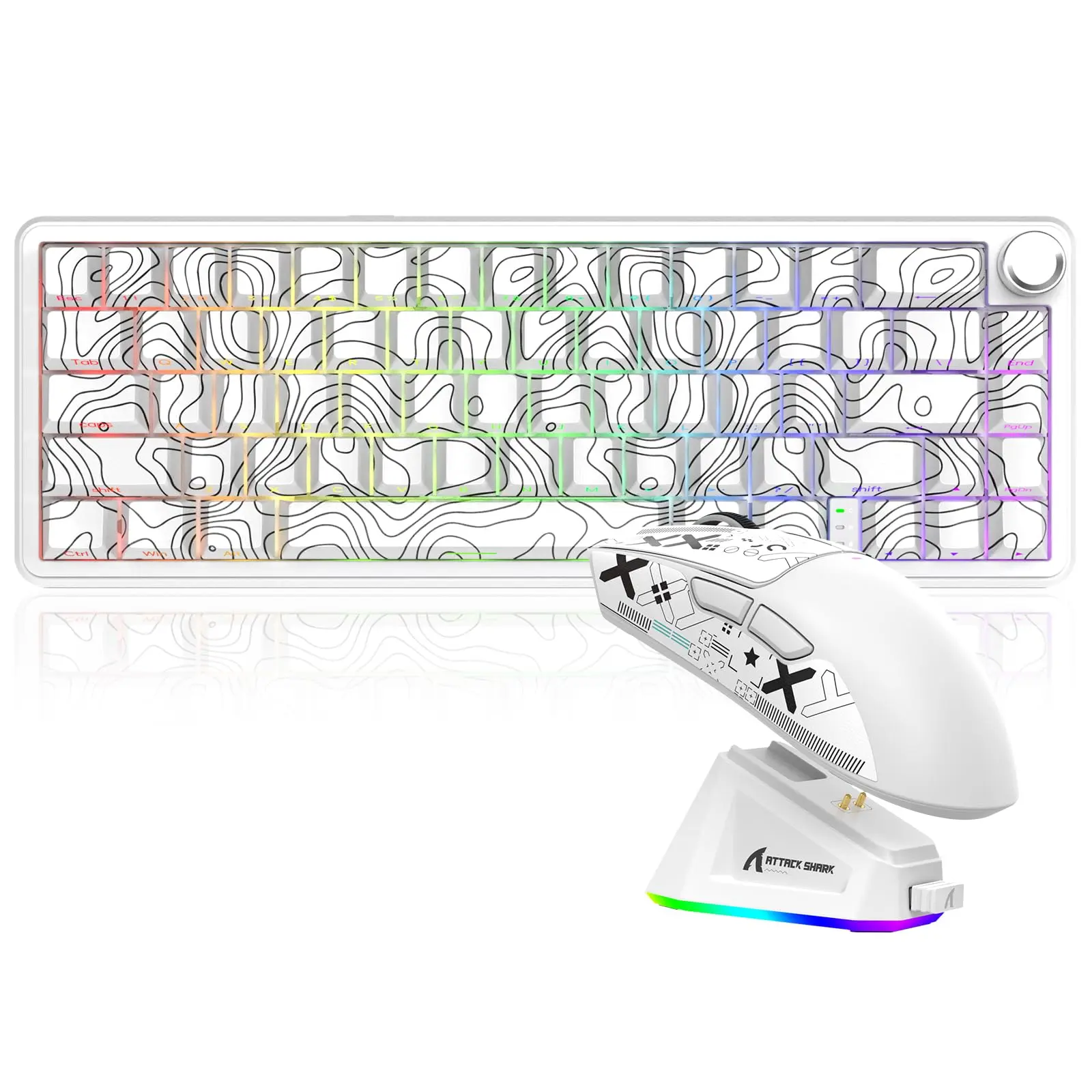MAMBASNAKE X65Pro HE Wireless Keyboard & X11 Gaming Mouse Combo, Rechargeable Keyboard & Mouse with RGB Charging, Tri-mode Wireless Keyboard & Mouse for Win/MAC/Linux, Custom Wireless Keyboard