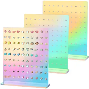 NIHOME Acrylic Earring Stand (3PCS) - Double-Sided Home Organizer with 90 Holes Each, Lightweight Sturdy Material, Unique Larger Holes for Special-Size Earrings