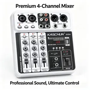 Kaschun Audio M4 4-Channel Audio Mixer USB Sound Card 48V Phantom Power for Live Streaming & Recording