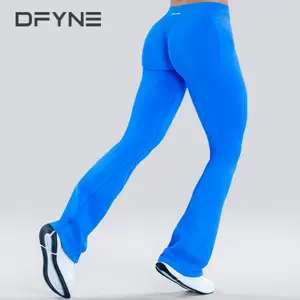 Dfyne Impact Seamless Yoga Pants For Women, With Abdominal And Buttock Support, Fitness Micro-ruffled Long Pants, Yoga Suit, For Exercise, Running.
