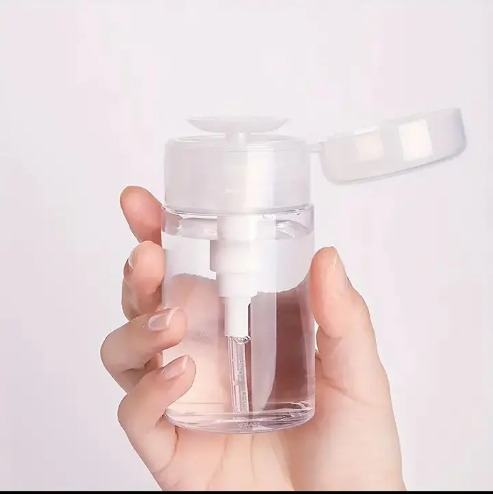 Refillable Bottle Empty Container Easy Push Down Dispense for Clean Manicure Alcohol or Liquid container Bottles Dispenser Plastic Organiser Canister