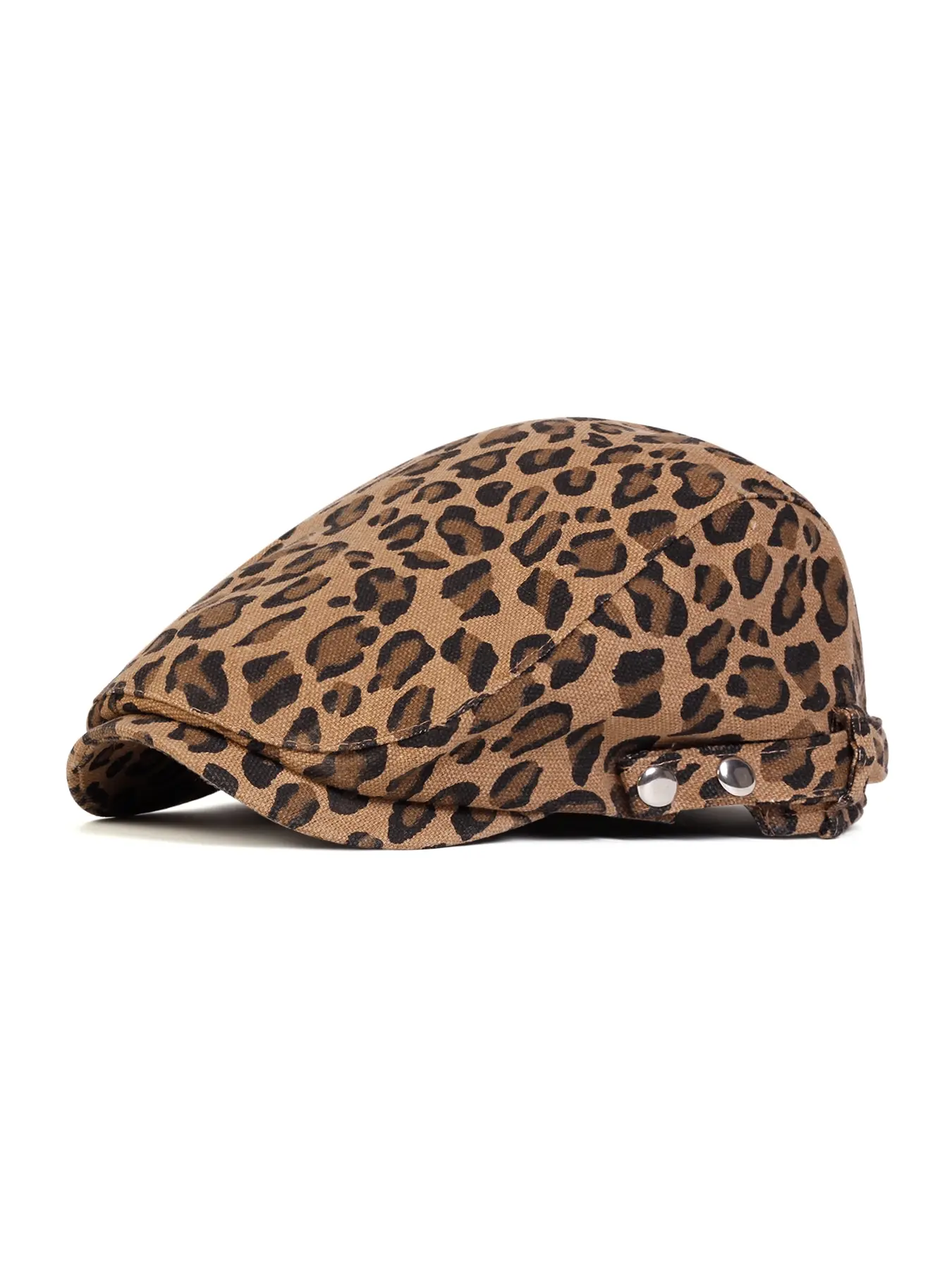 Unisex Leopard Print Beret Hat, Adjustable Woven Fabric Sun Protection Cap for Spring & Fall Outdoor Travel Beach Vacation, Leopard Vintage Hat, Casual Hat, Fitted Hat