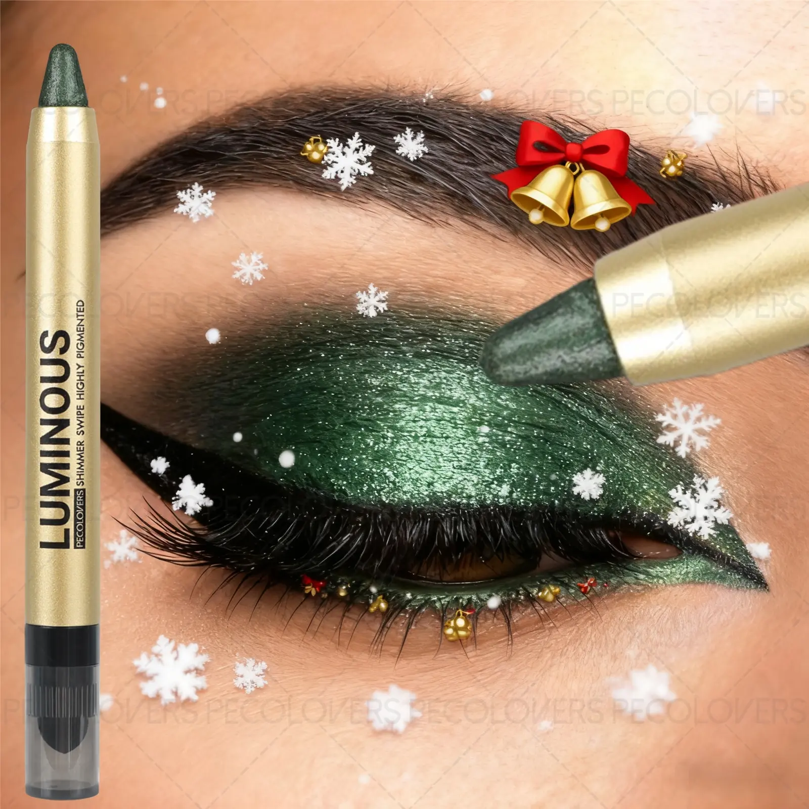 1PC Glamorous Pearlescent Metallic Glitter Beauty Shimmer Eyeshadow Stick - Double-ended Design, Silky Soft Texture, Shimmering Finish, Perfect for Christmas and Holiday Parties