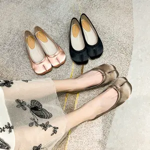 Women's 2026 New Tabi Split-Toed Slip-On Flats, Satin Slim Square Toe Dance Shoes, Comfortable Stylish Footwear for Sports & Outdoor Use