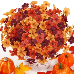 UV-Resistant Faux Flowers – Eucalyptus & Large Lavender Blooms in Autumn Orange, Yellow & Brown, Perfect for Garden, Porch, Yard, Home & Harvest Decor