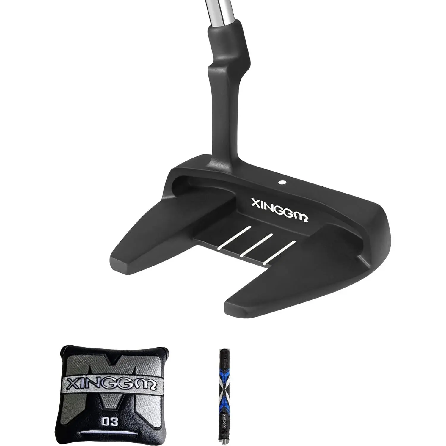 34-In Stainless Steel CNC Golf Putter for Men (Right-Handed), Blade/Mallet Style with Alignment Aids & Heel-Toe Weighted Design, Standard Size Putting Putter with Included Golf Head Cover, Shock Absorption