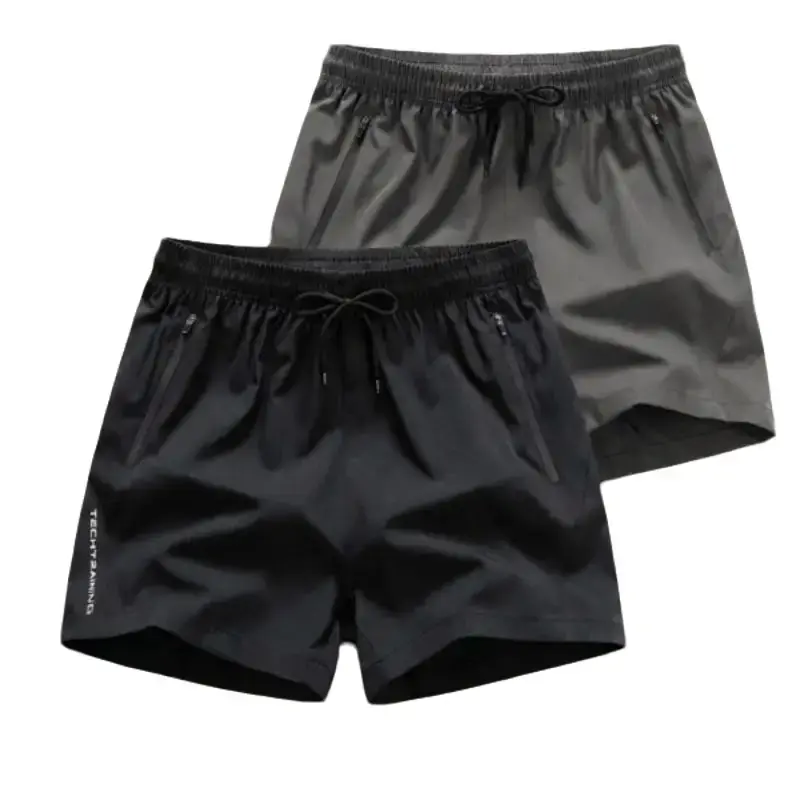 Men’s 2 Pack High Value Quick Dry Sports Shorts, American casual athletic style, breathable quick dry fabric that’s skin friendly and won’t feel clammy when you sweat, zippered pockets for secure phone storage, drawstring waistband for a loose fit, side l