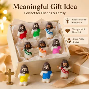 Cute Prayer Blessing Cartoon Desktop Ornament, Small Figurine Decoration, Gift for Holidays, Universal Setting, Festive Decorative Item, Religious Ornaments