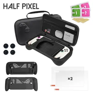 HALF PIXEL ROG XBOX ALLY/X Storage Bag Organizer Protection Case, Durable Pouch, Tempered Glass Screen Protector, 10-In-1 Set for Rog Xbox Handheld Console