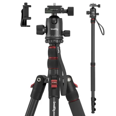 SmallRig 3935 All-in-1 Folding Stabilizer Tripod - 360-Degree Camera Mount Tripod & Monopod, Aluminum Adjustable Height 16"-71" with 3 Quick Release Flip-Locks, 33lb Payload, Detachable Ball Head, for Smartphone, Camera Digital, Projectors