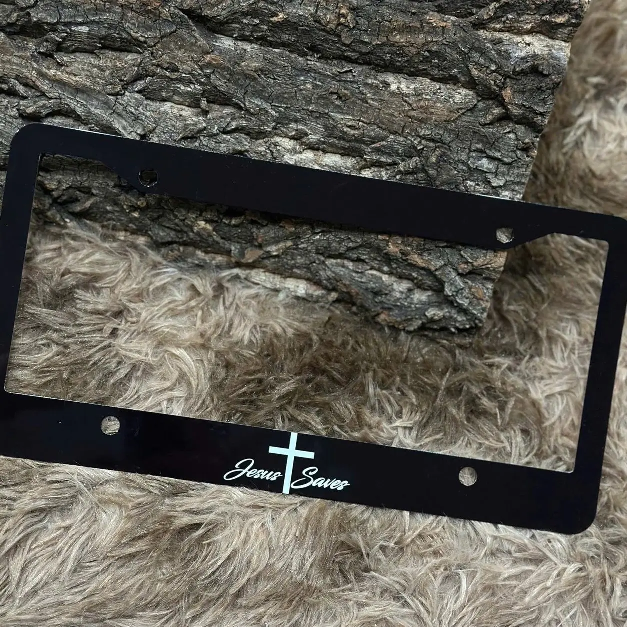 Jesus Saves License Plate Frame | Christian Vanity Tag