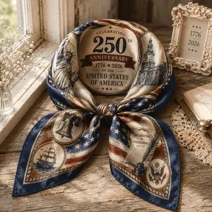 Premium All-over Print Satin Scarf, USA 250 Years Freedom Silk Scarf, Liberty Bell Patriotic Fourth of July Fashion Accessories