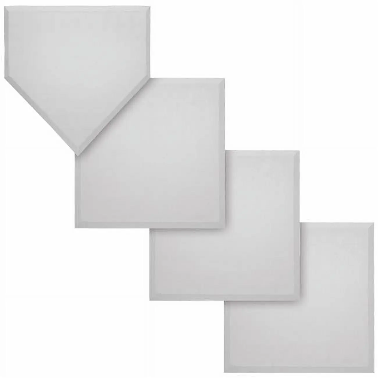CHAMPION 4-Piece Square Shape Handleless Waffle Grip White Plates with Rubber Base, 17x17x0.5 in. Kitchen Tableware, Four Pieces