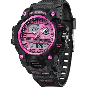 BYW11  Women's Sport Watch Digital Waterproof Watches Military Watches Analog Outdoor Wrist Watch LED Luminous Alarm Stopwatch Dual Time Wristwatch