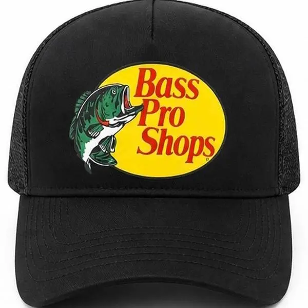 Bass Pro Shops Unisex Black and Red Trucker Hat - Neutral, Adjustable Fashion Accessory Cap mesh back