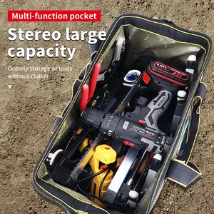 OUDISI Professional Electrician Portable Tool Storage Bag - 1 Count Waterproof Durable Oxford Bag with Convenient Tool Pockets, Wear-Resistant Organizer for Outdoor Use, Portable Tool Bag