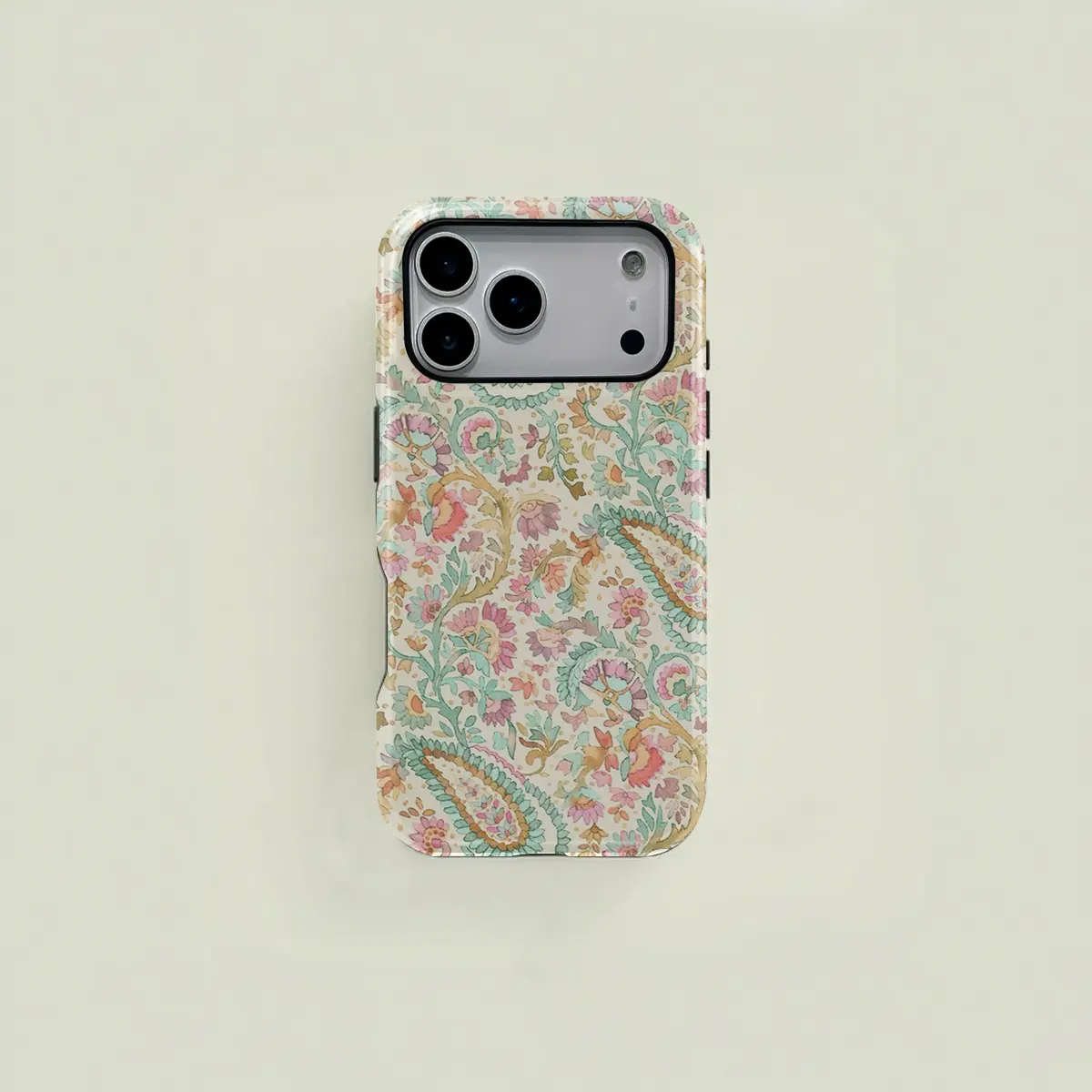One paisley pattern watercolor floral fashion aesthetic art dual-layer protective case, sturdy and durable 2-in-1 protective case, compatible with iPhone 17/16/15/14/13/12/11 Pro Max/Plus/Pro, Samsung Galaxy S25/S24/S23 Ultra series,