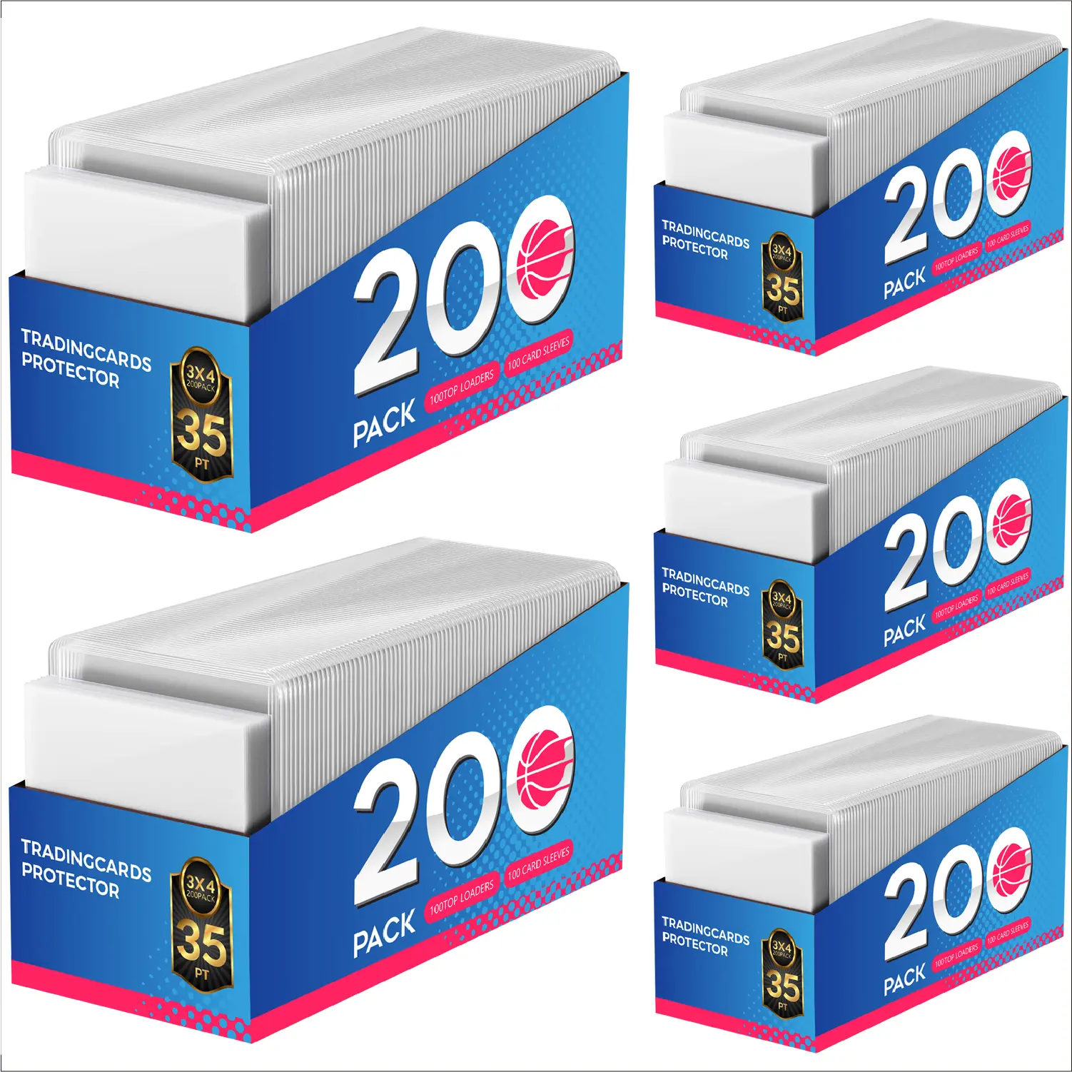 Clear Toploader Card Sleeve Set – Fits 3" x 4" Trading Cards, Baseball Card Protectors, Football Cards, Hard Plastic Material – Suitable for Baseball, Basketball, Football, Star/Idol Cards
