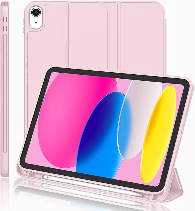 iPad (A16) Case/iPad 10th Generation Case [11-Inch 2025/10.9 Inch 2022] with Pencil Holder, Trifold Stand Smart Cover with Soft TPU Back,Auto Wake/Sleep