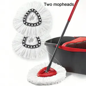 2pcs Rotating Mop Head Replacement, Spin Mop Heads, Reusable Microfiber Mop Heads, Compatible with 2-In-1 Triangle Turbine Mop, Wet and Dry Cleaning