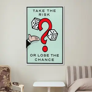 Monopoly Motivational Poster Wall Art  Classic Cartoon Graffiti Canvas Time is Money Poster Home Living Room Office Wall Picture Decor wall set